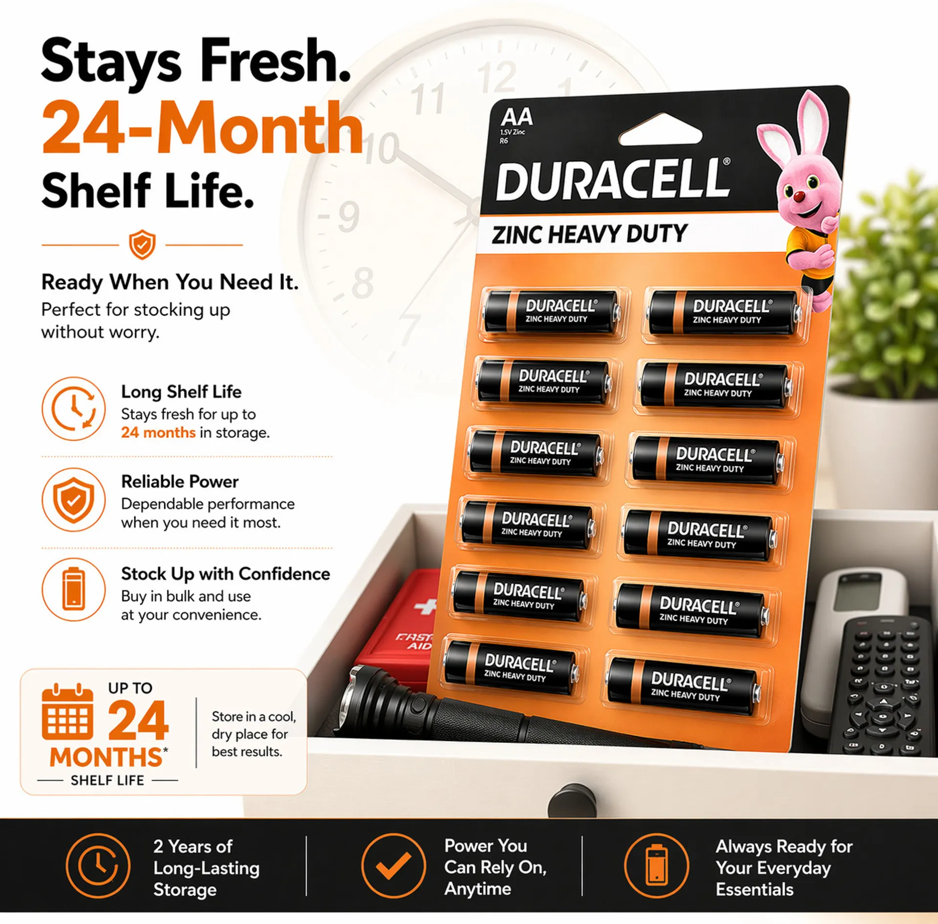 Duracell AA Zinc Battery (Pack of 12) view 3